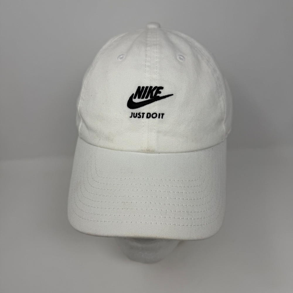 Nike Heritage86 Just Do It Swoosh Adjustable Hat White Cotton Strapback Cap